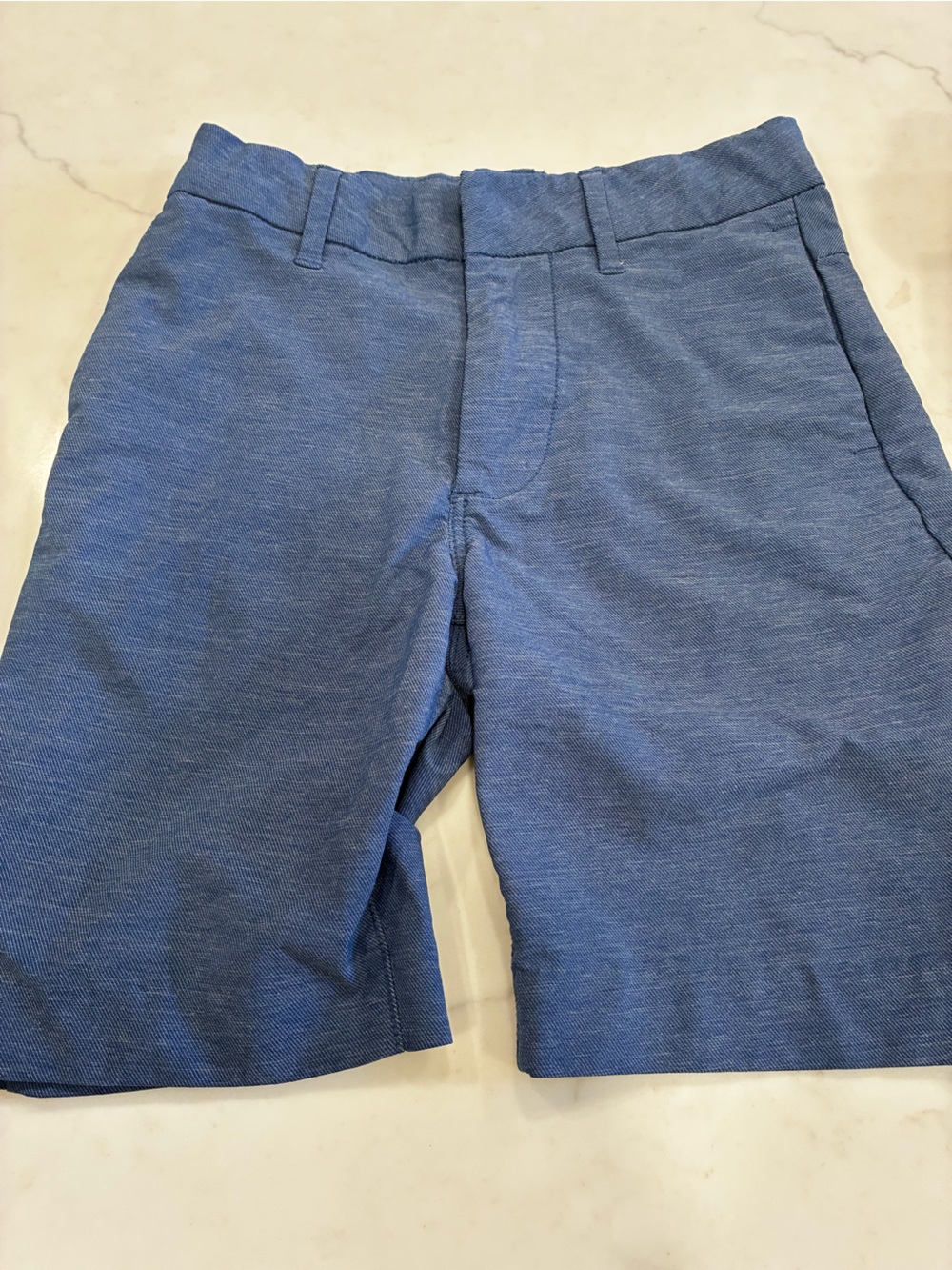 GAP Boys Heathered Blue Flat-Front Stretch Shorts